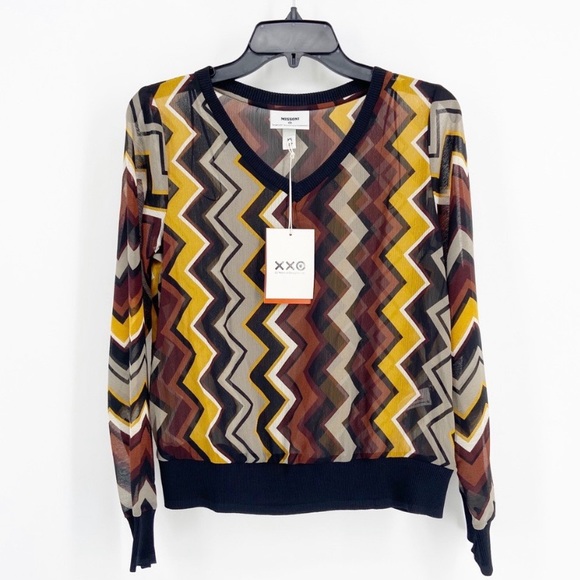 MISSONI for TARGET Zig Zag Sheer V-Neck Blouse NWT - Picture 2 of 6